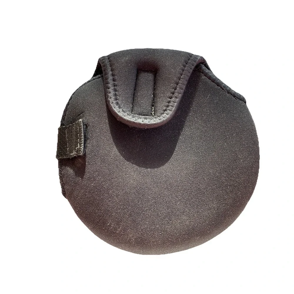 Vintage Bare Fly Reel Case Hook And Loop Black Neoprene Reel Pouch‎